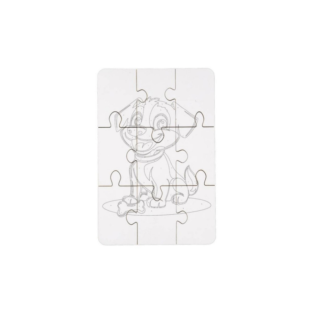 Дерев'яний пазл-розмальовка А5 "Собачка" Puz-22940 пензлик, фарби, клейка плівка