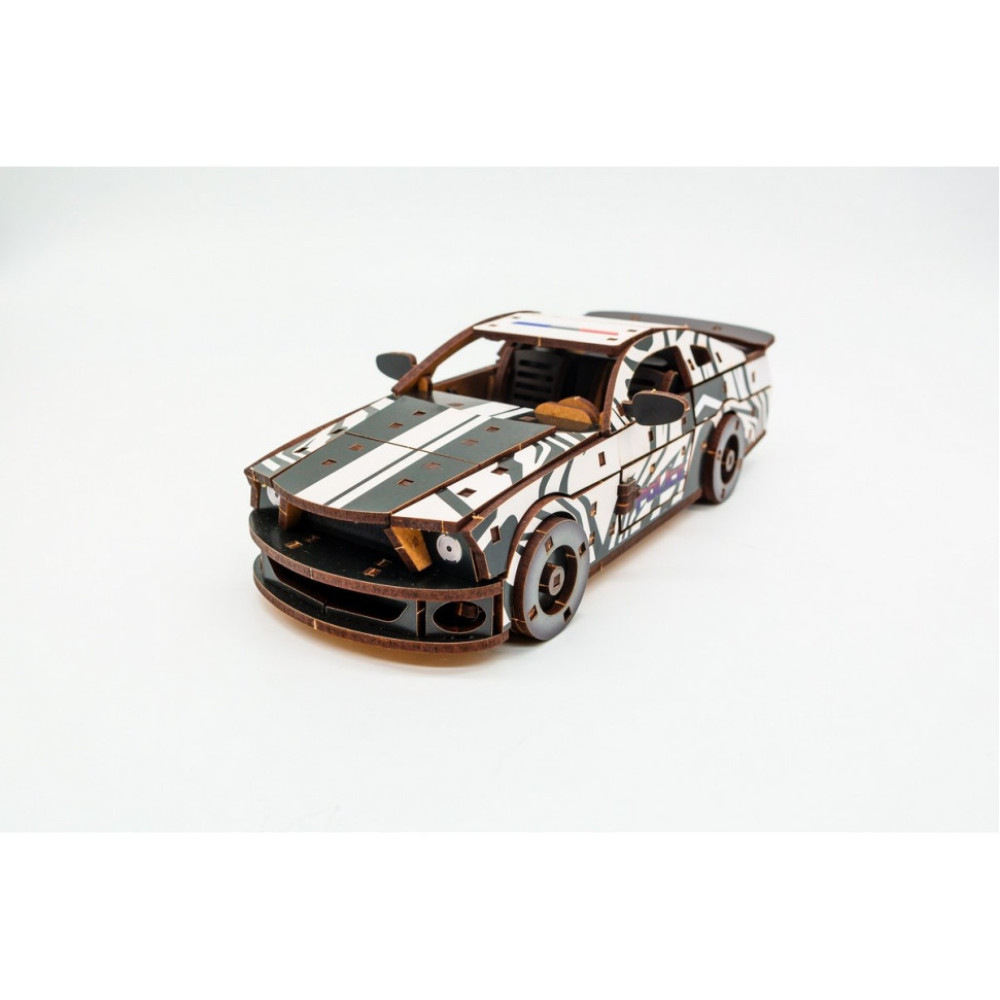 Деревянный 3D конструктор "Muscle car GT" Puz-00639, 162 детали, белый
