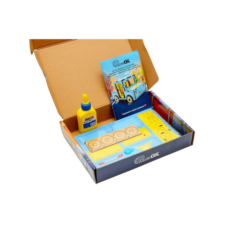 Детский деревянный 3D конструктор "Машинка" Puz-00930, 43 детали