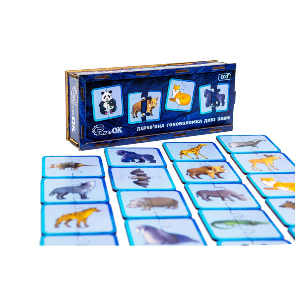 Дерев'яна головоломка "Дикі тварини" Puz-44657, 40 елементів