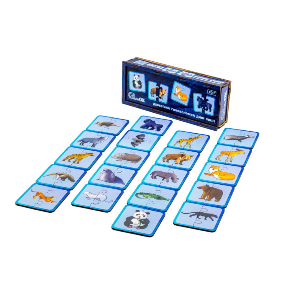 Дерев'яна головоломка "Дикі тварини" Puz-44657, 40 елементів