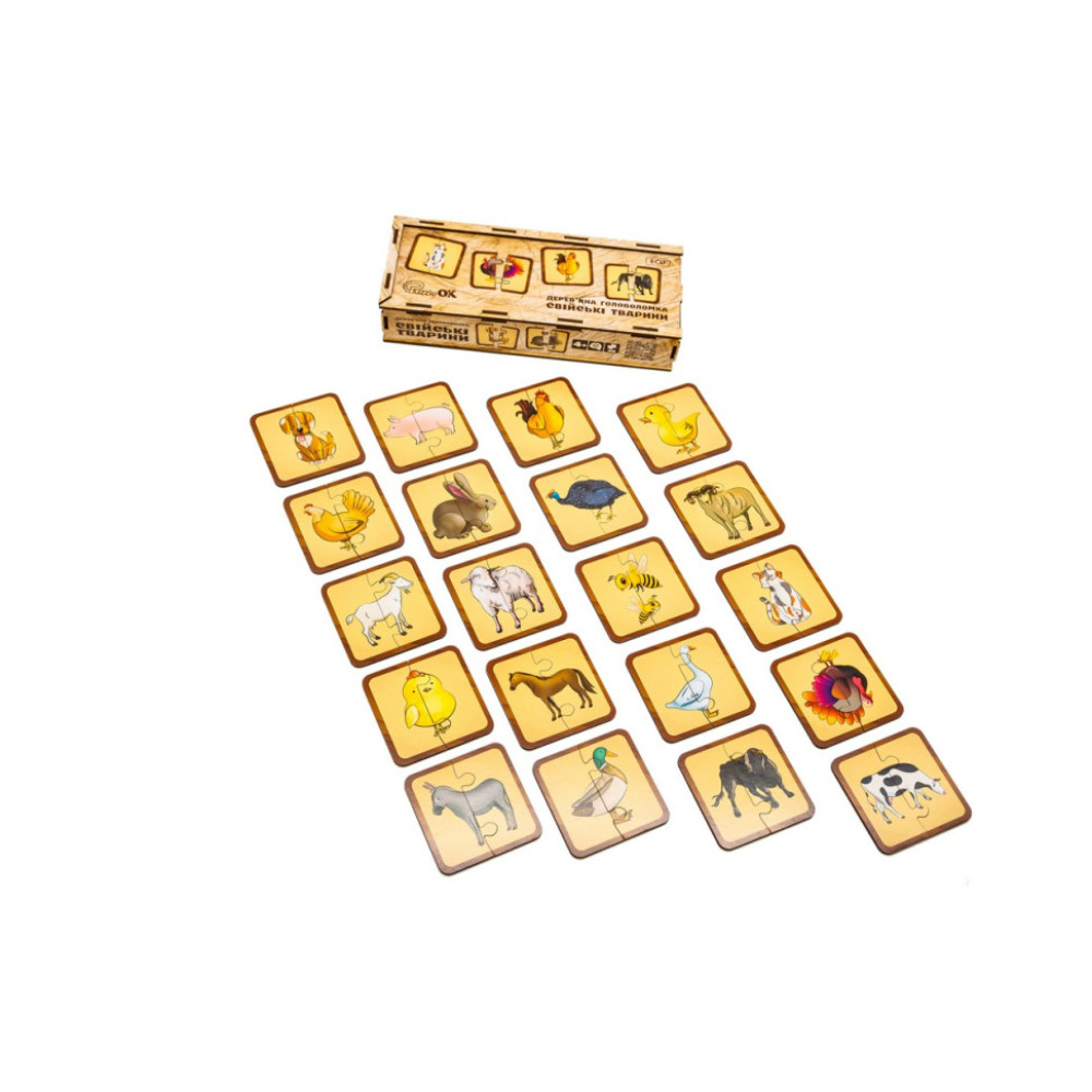 Деревянная головоломка "Домашние животные" Puz-37351, 40 элементов