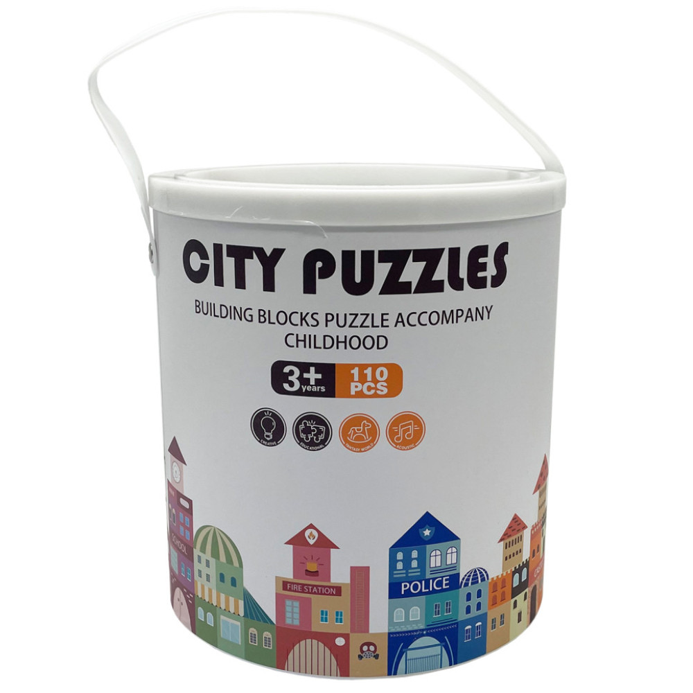Дитячий дерев'яний конструктор "City Puzzles" C15058, 110 деталей