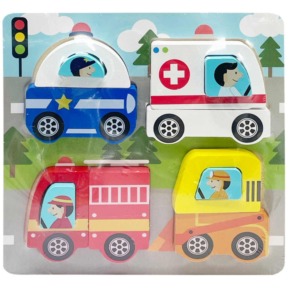 Детский деревянный пазл-вкладыш 3D "Городской Транспорт" C15057-6