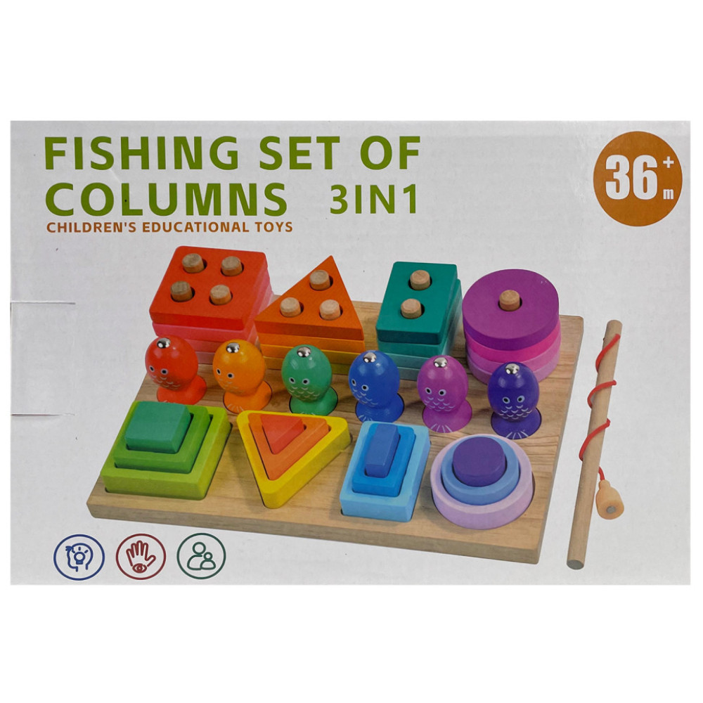 Деревянная игрушка магнитная рыбалка 3 в 1 C15002