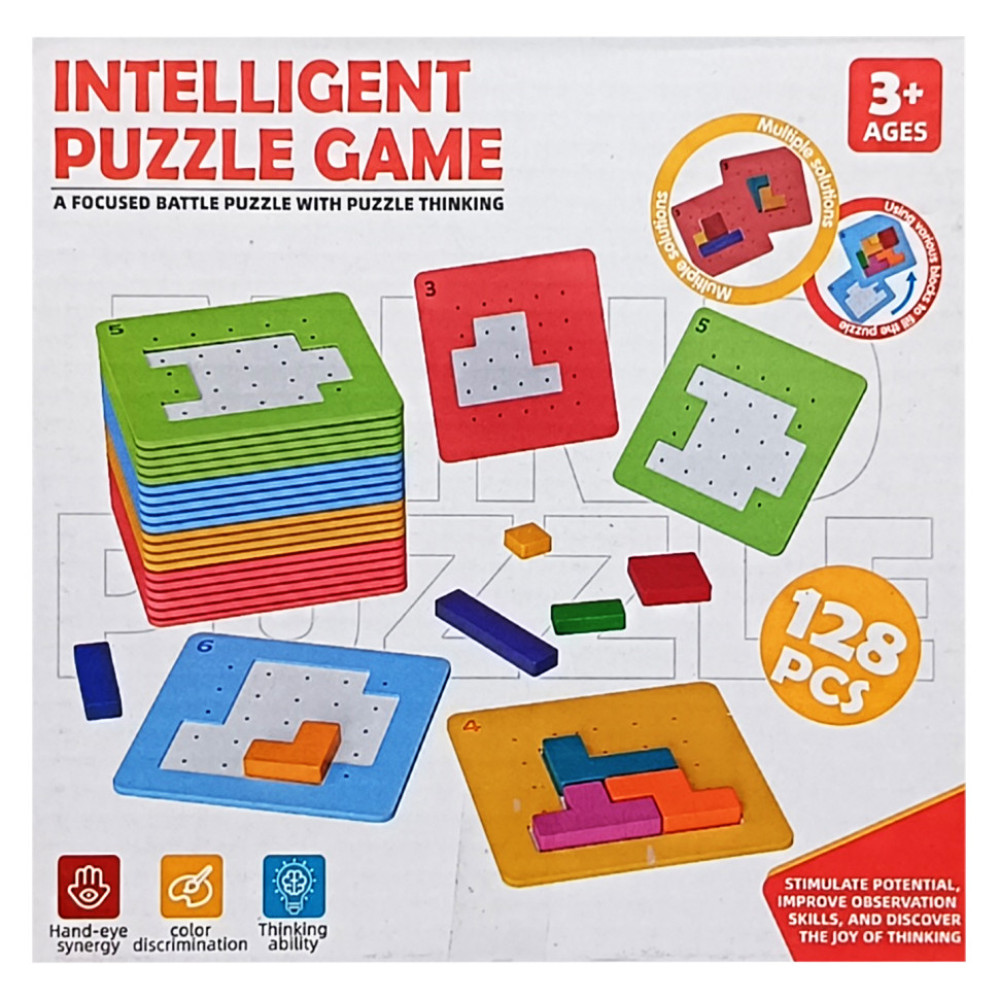 Детская деревянная логика-вкладыш ME-165, 128 элементов