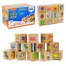 Дитячий набір дерев'яних кубиків "Paw Patrol" KH20/046 розмір 4 см