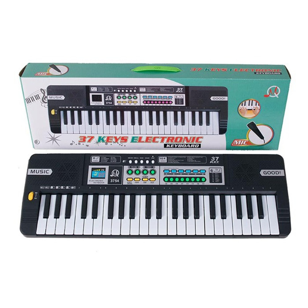 Детская музыкальная игрушка "Синтезатор" MQ-3754, 37 клавиш, микрофон, звуки животных