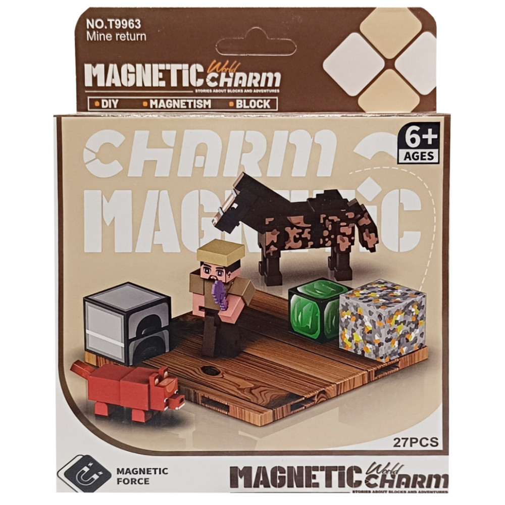 Детский магнитный конструктор Minecraft 9963, 27 деталей