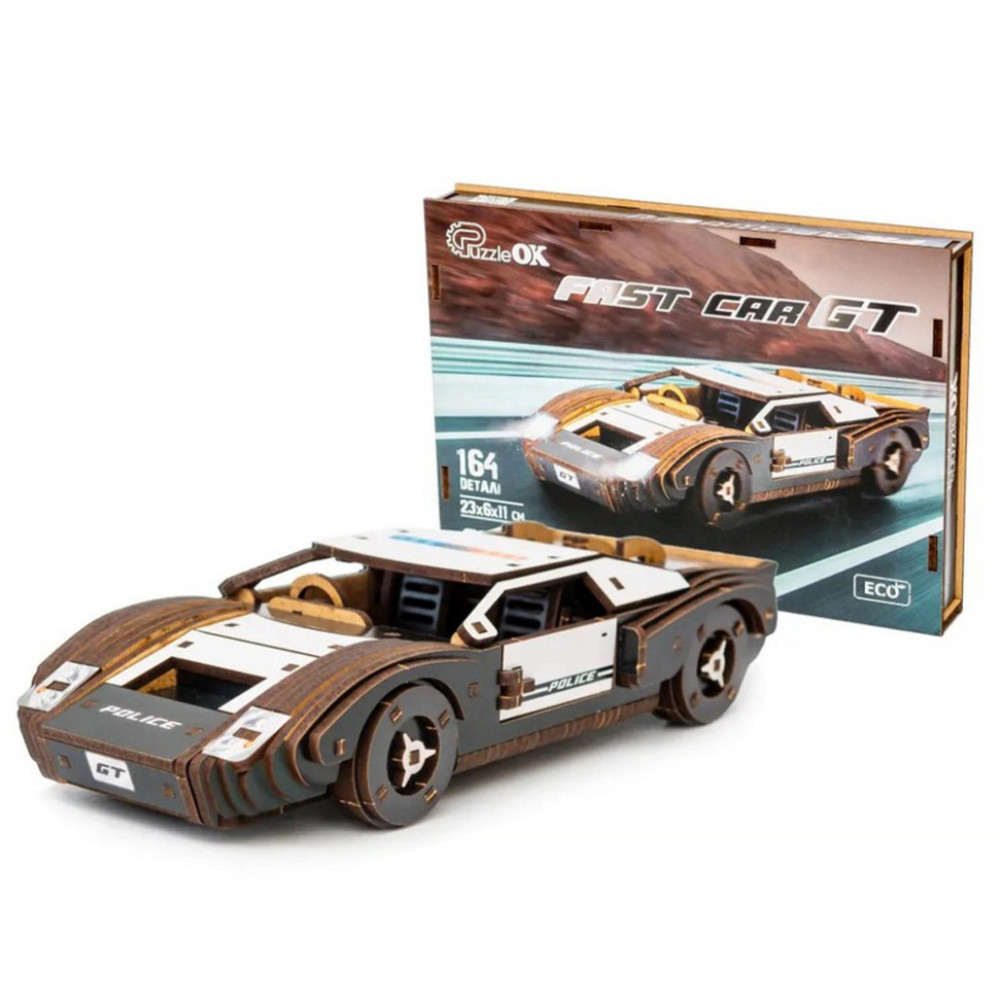 Дерев'яний 3D конструктор Fast car Gt Puz-26916, 164 деталей