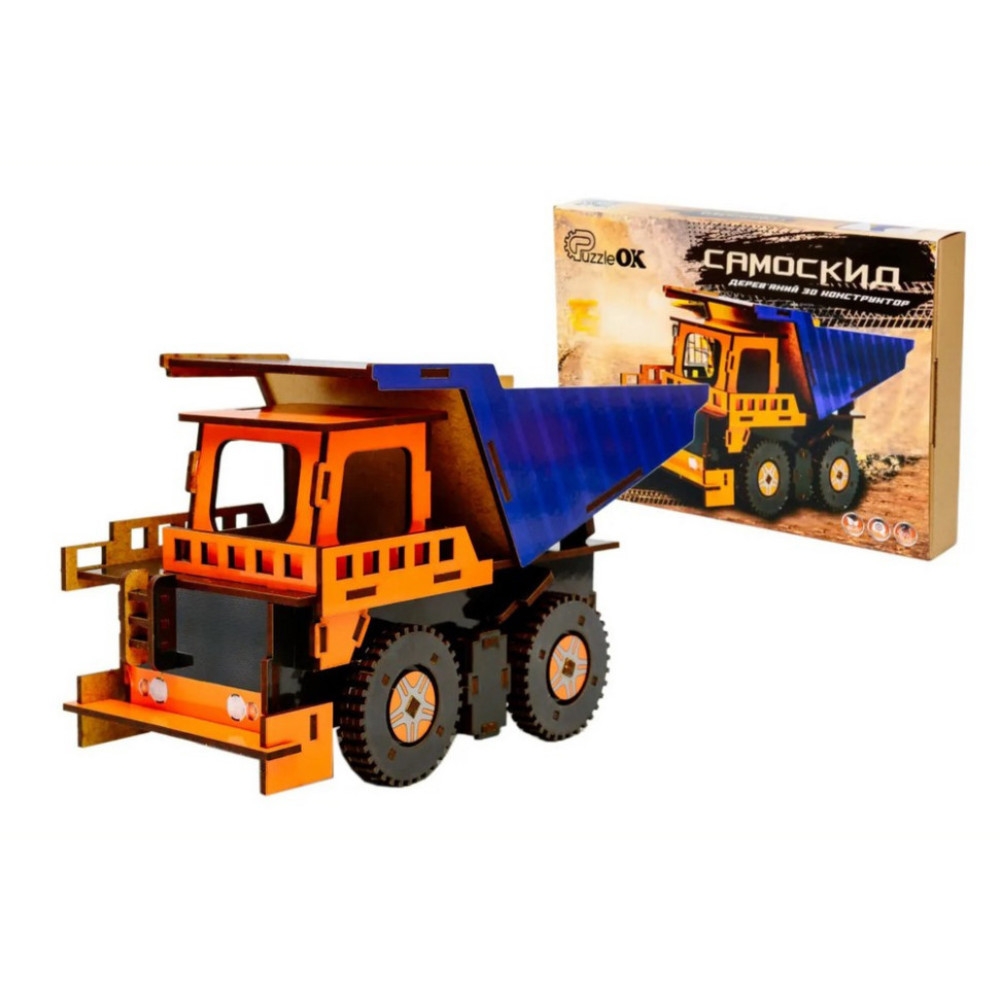 Дерев'яний 3D конструктор Самоскид Puz-00920, 96 деталей