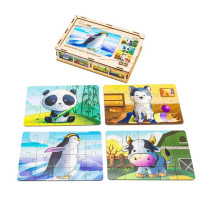 Детский деревянный пазл Животные 4 в 1 Puz-10369, 80 элементов