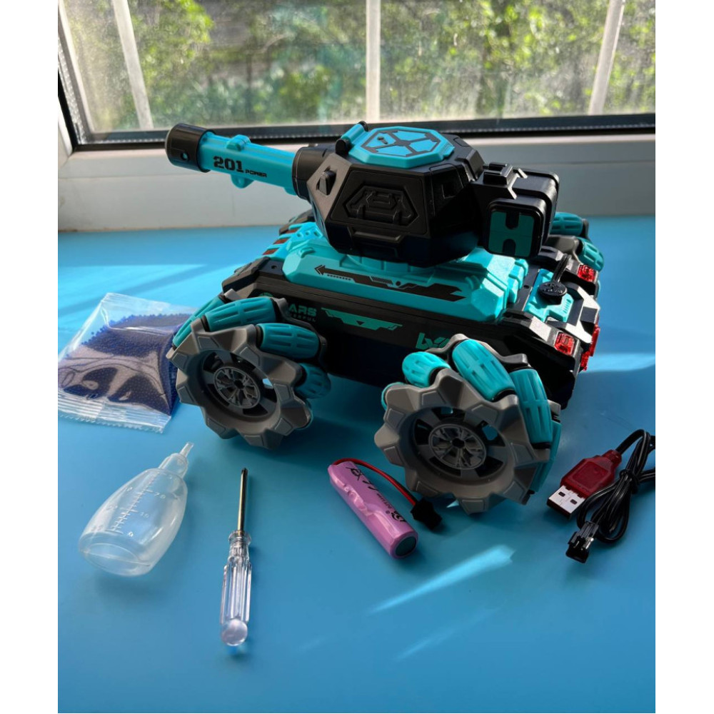 Танк на радіокеруванні KT907A(Turquoise) стріляє гелем, звук, світло