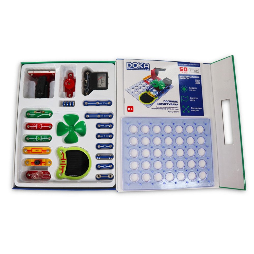 Электронный конструктор "Альтернативная энергия" DOKA D70711, 50 схем