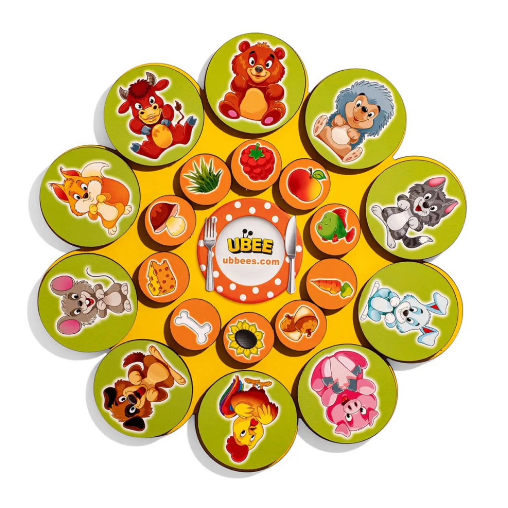 Деревянный детский сортер "Кто что ест" (ПСД276) PSD276 на липучках