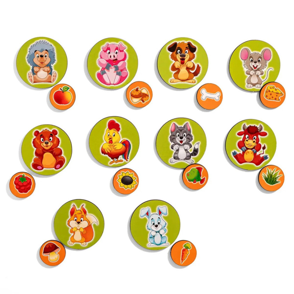 Деревянный детский сортер "Кто что ест" (ПСД276) PSD276 на липучках