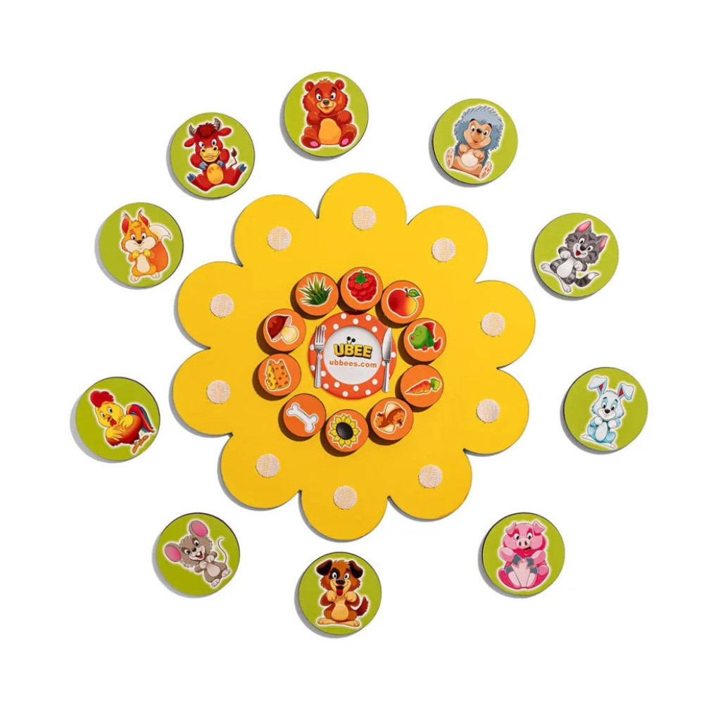 Деревянный детский сортер "Кто что ест" (ПСД276) PSD276 на липучках