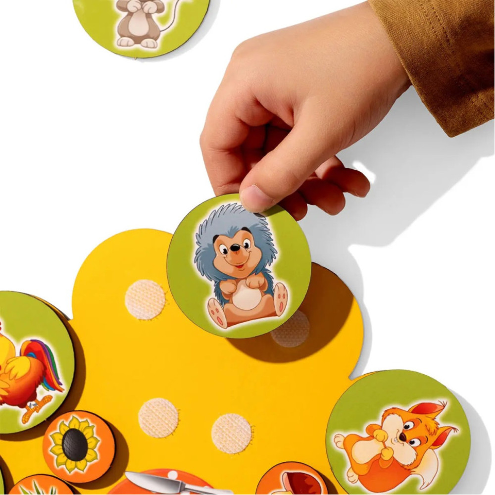 Деревянный детский сортер "Кто что ест" (ПСД276) PSD276 на липучках