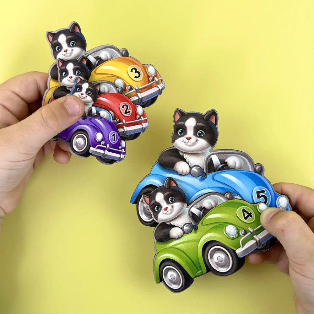 Деревянный детский сортер "Гонщики больше - меньше" (ПСД298) PSD298