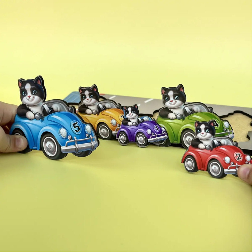 Деревянный детский сортер "Гонщики больше - меньше" (ПСД298) PSD298