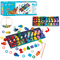 Дерев'яна іграшка Центр розвиваючий MD 2772 в наборі цифри, риболовля, кільця