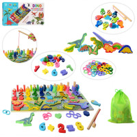 Дерев'яна іграшка Центр розвиваючий MD 2758 фігурки, риболовля, цифри, динозаври