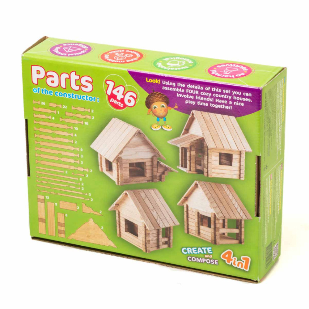 Дерев'яний конструктор "Заміський будиночок" Igroteco 900316,146 дет