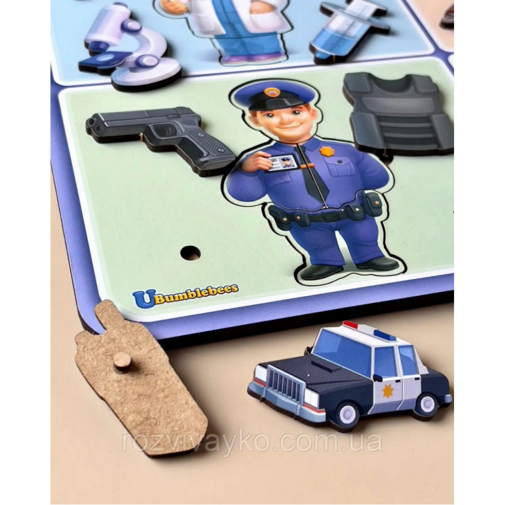Настольная развивающая игра "Профессии" Ubumblebees (ПСФ160) PSF160 деревянная