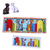 Дерев'яна гра з картками "Котики за парканом" Ubumblebees (ПСФ150) PSF150, 51 деталь та 14 карт