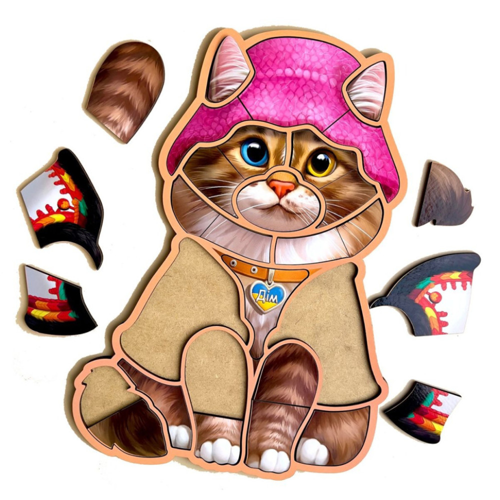 Дерев'яний пазл "Український котик" Ubumblebees (ПСФ136) PSF136 контурний