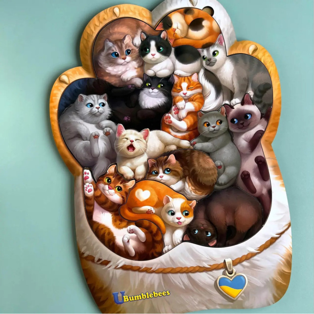 Деревянный пазл-вкладыш "Котики-муркотики" Ubumblebees (ПСФ133) PSF133