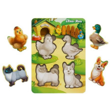 Дерев'яний пазл-вкладиш "Домашні тварини-2" Ubumblebees (ПСФ054) PSF054 з підказкою