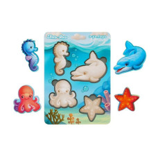 Дерев'яний пазл "Морські тварини-1" Ubumblebees (ПСФ055) PSF055 фон з підказкою