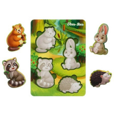 Дерев'яні пазли "Лісові тварини-1" Ubumblebees (ПСФ057) PSF057 фону з підказкою