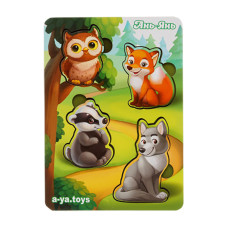 Дерев'яні пазли "Лісові тварини-2" Ubumblebees (ПСФ058) PSF058 фону з підказкою