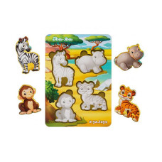 Дерев'яний пазл "Тварини Африки-1" Ubumblebees (ПСФ059) PSF059 фон з підказкою