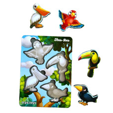 Дерев'яний пазл "Птахи" Ubumblebees (ПСФ062) PSF062 фон з підказкою