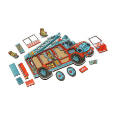 Дерев'яний пазл-сортер "Ведмедики-пожежні" Ubumblebees (ПСФ005) PSF005, 18 деталей