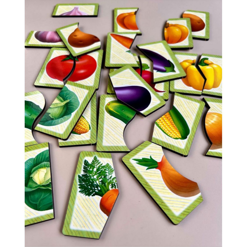 Настільна гра-пазл, що розвиває "Овочі" Ubumblebees (ПСФ074) PSF074, 12 картинок-половинок