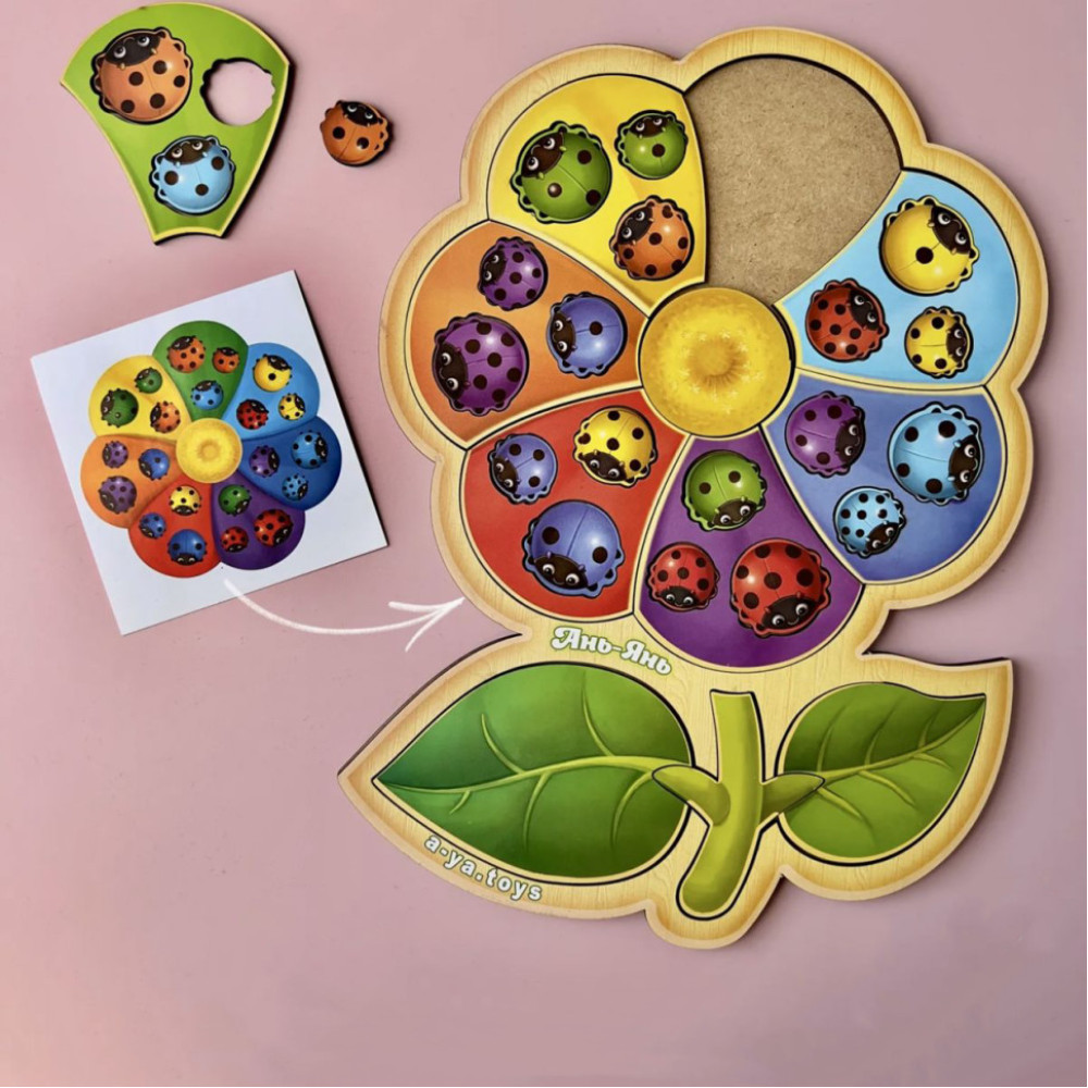 Настільна розвиваюча гра "Квітка-семиквітка-2" Ubumblebees (ПСФ039) PSF039 сортер з картками