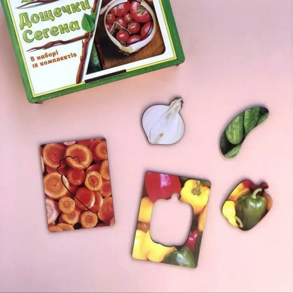 Дерев'яні Дошки Сегену "Овочі" Ubumblebees (ПСФ036) PSF036 з візерунками