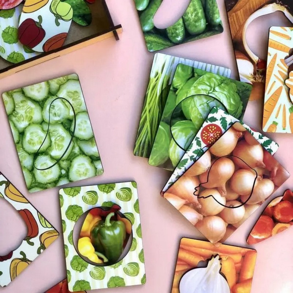 Дерев'яні Дошки Сегену "Овочі" Ubumblebees (ПСФ036) PSF036 з візерунками