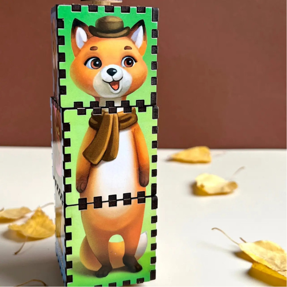 Деревянные кубики "Звери" Ubumblebees (ПСД180) PSD180 вращаются