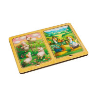 Дерев'яний пазл-вкладиш "Вівці та гуси" Ubumblebees (ПСД181) PSD181 у рамці