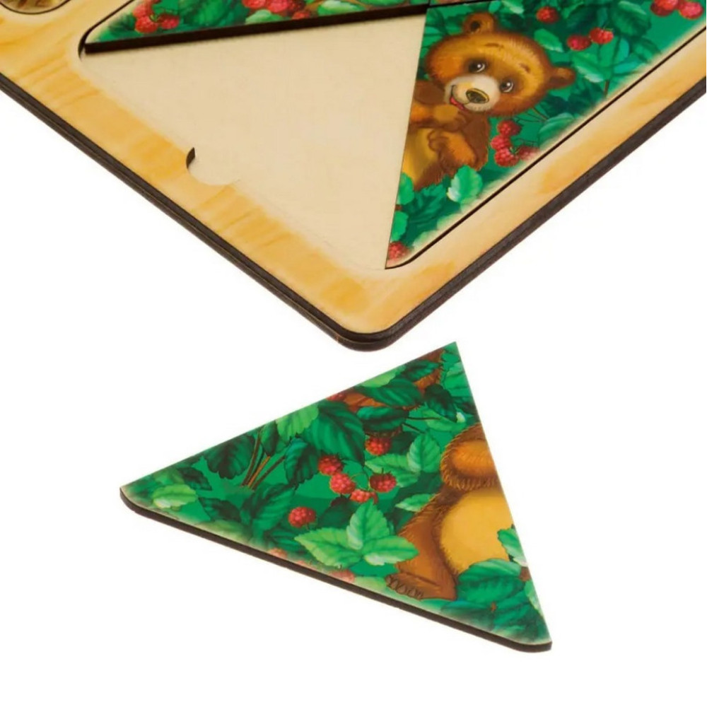 Дерев'яний пазл-вкладиш "Їжачки та ведмеді" Ubumblebees (ПСД186) PSD186 у рамці