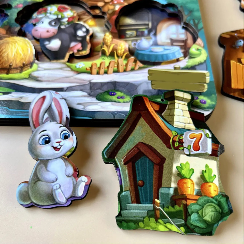 Деревянный пазл-вкладыш "Где чей домик на дереве?" Ubumblebees (ПСД172) PSD172 трехслойный