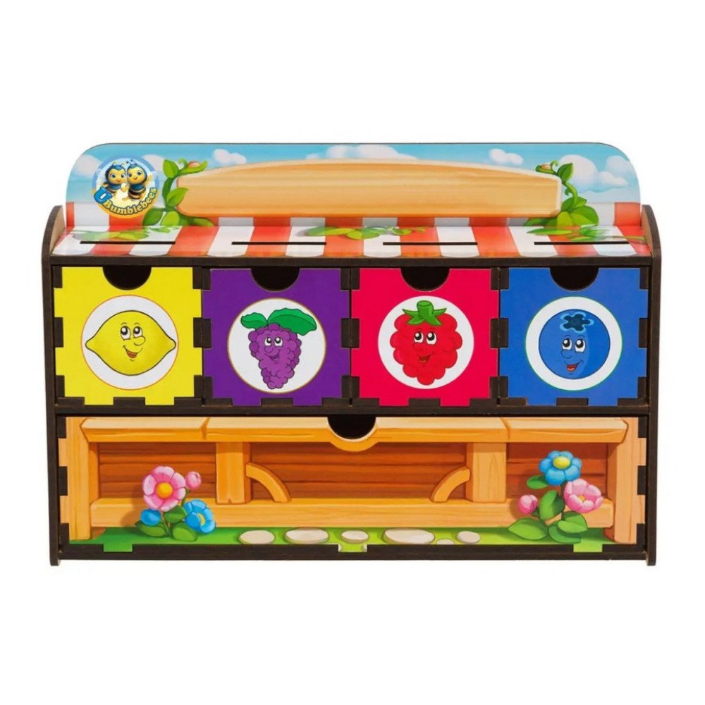Дерев'яна настільна гра "Ягоди" Ubumblebees (ПСД010) PSD010 сортер-комодик