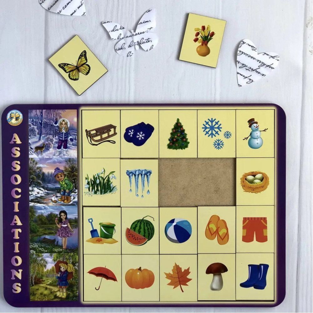 Дерев'яний пазл-вкладиш "Пори року" Ubumblebees (ПСД122) PSD122 сортер-асоціації