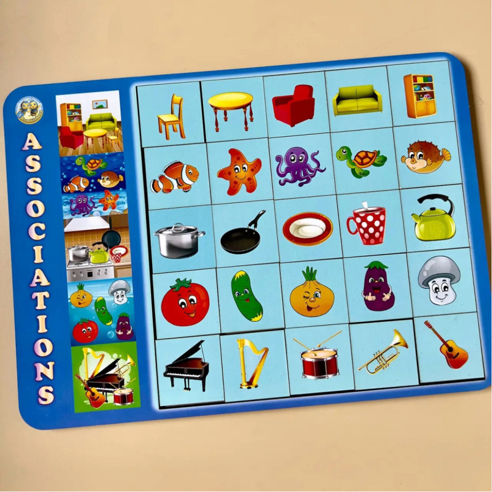 Деревянный пазл-вкладыш "Ассоциации - 1" Ubumblebees (ПСД098) PSD098, 25 плашек