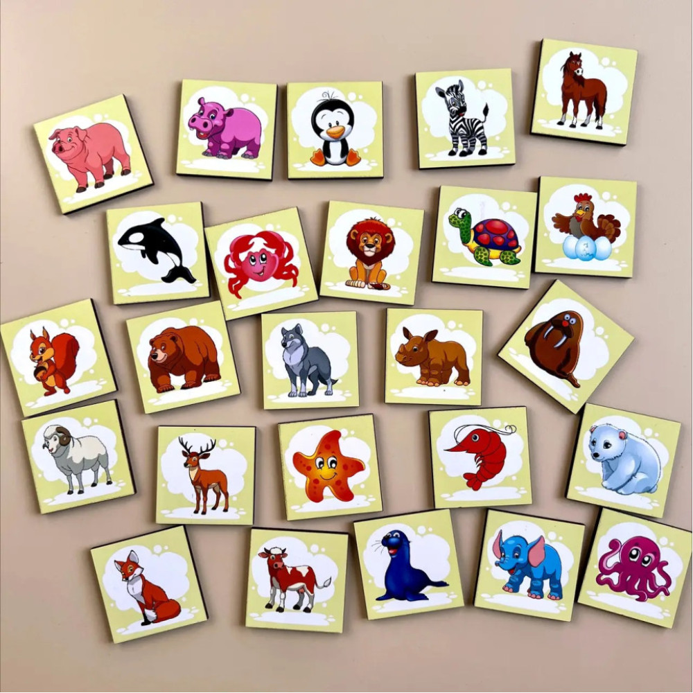 Дерев'яний пазл-вкладиш "Асоціації - види тварин" Ubumblebees (ПСД133) PSD133, 25 плашок